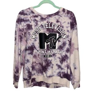 MTV Camouflage Tie-Dye Sweatshirt I want my mtv Size Large Dance Music 80s 90s